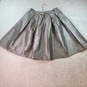 Rag Therapy Metallic Silver Pleated Midi Skirt Large Shimmer A-Line High Waist
